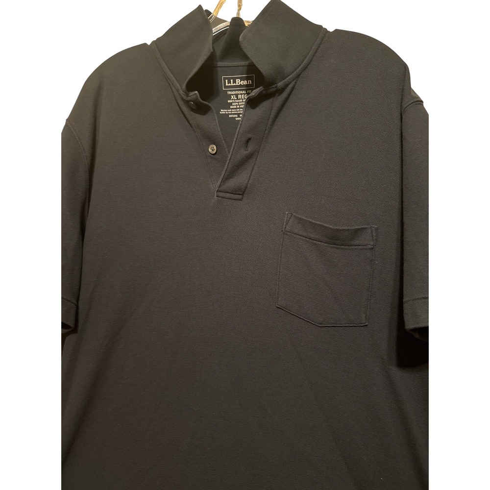 LL‎ Bean Traditional Fit Mens XL Regular Blk Short Sleeve Polo Shirts (2) Cotton